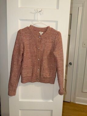 J. Crew Dusty Rose Shimmery Knit Button-Front Lady Cardigan